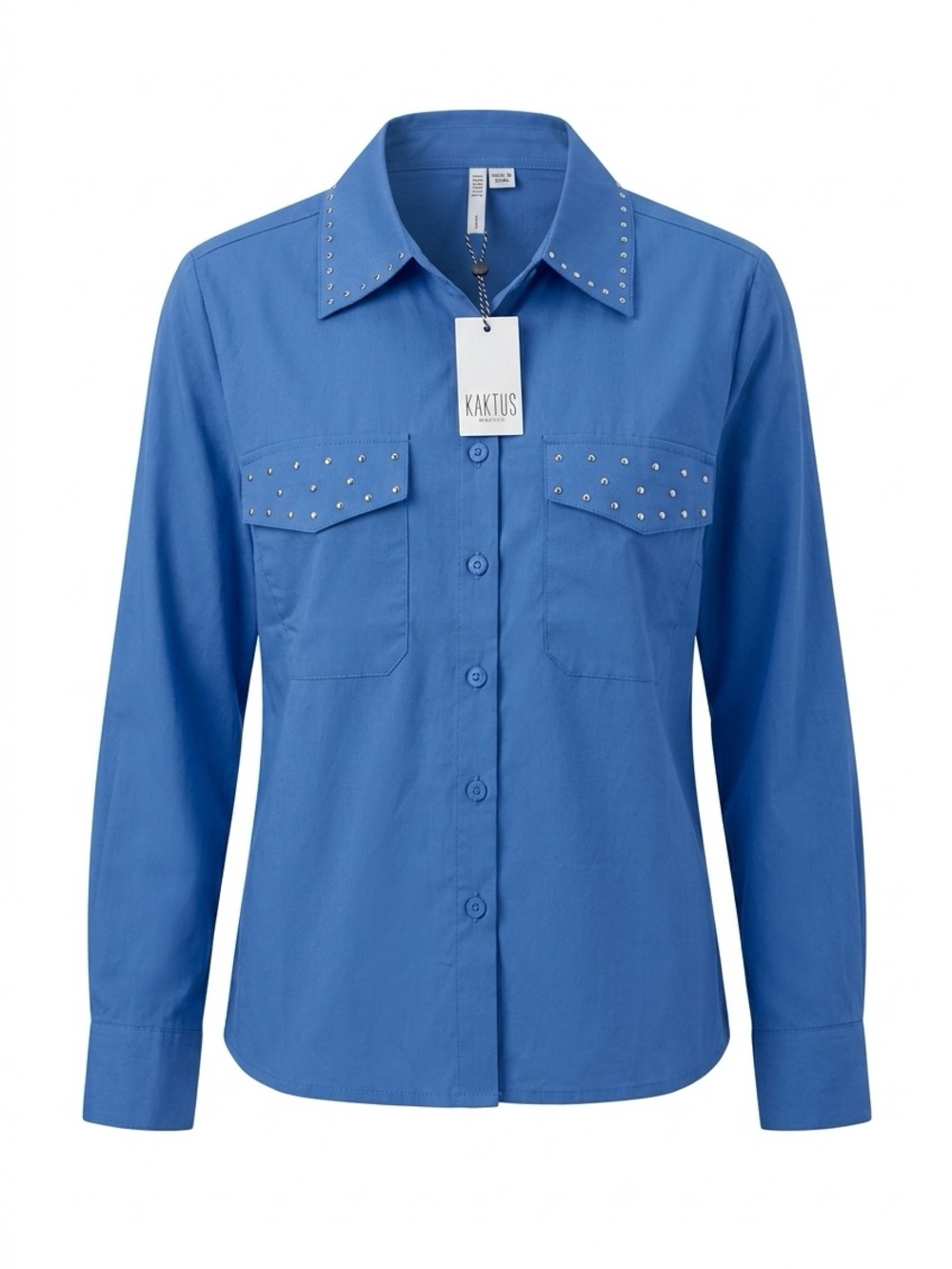 Kaktus Royal Blue Studded Button-Front Shirt